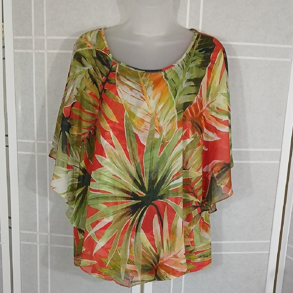 Tropical Lime Print Flattering Blouse